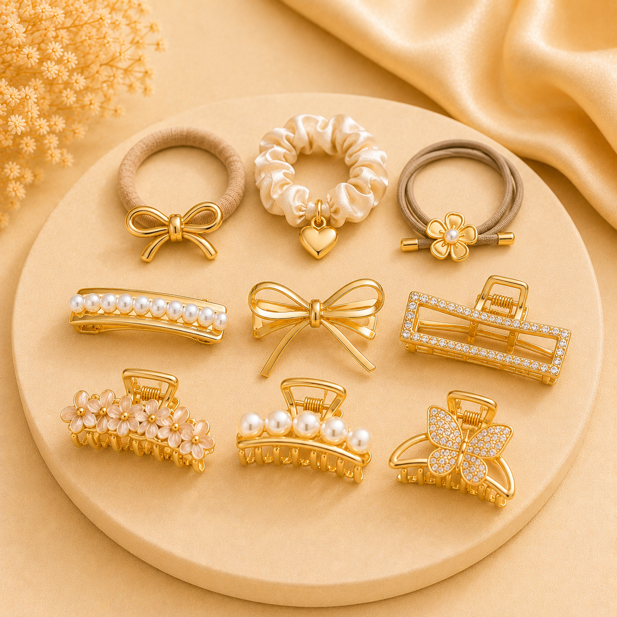 Hair ties and clips